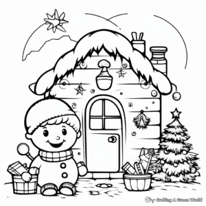 Thematic Christmas Decorations Clip Art Coloring Pages 1