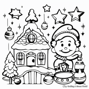 Thematic Christmas Decorations Clip Art Coloring Pages 3