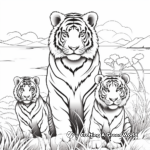 Tiger Family at Sunset: Scenic Coloring Pages 1