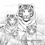 Tiger Family at Sunset: Scenic Coloring Pages 3