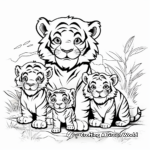 Tiger Family on a Trek: Adventure-Themed Coloring Pages 1