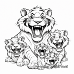 Tiger Family Roaring Together Coloring Sheets 2