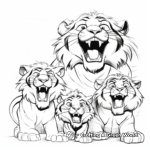 Tiger Family Roaring Together Coloring Sheets 4