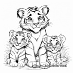 Tiger Parents and Cubs: Family Bonding Coloring Pages 1