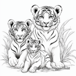 Tiger Parents and Cubs: Family Bonding Coloring Pages 3