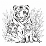 Tiger Parents and Cubs: Family Bonding Coloring Pages 4