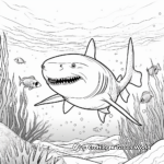 Tiger Shark in the Ocean: Sea-Scene Coloring Pages 1