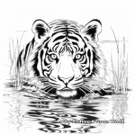 Tiger’s Reflection in Water Coloring Pages 1
