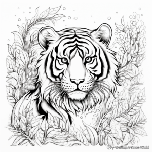 Tigers in Seasons: A Set of Four Different Seasonal Tiger Scenes Coloring Pages 2