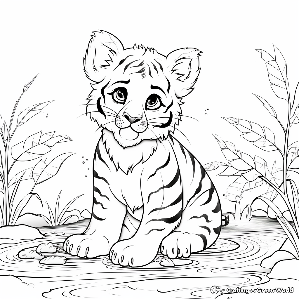 Tigers in Seasons: A Set of Four Different Seasonal Tiger Scenes Coloring Pages 3