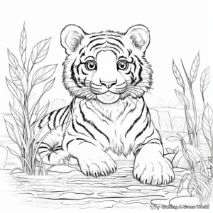 Tigers in Seasons: A Set of Four Different Seasonal Tiger Scenes Coloring Pages 4