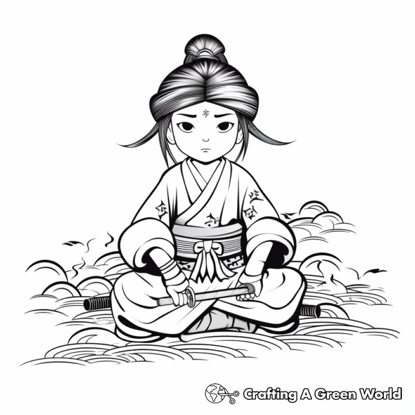 Traditional Japanese Samurai Coloring Pages 1