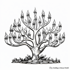 Traditional Seven Branched Menorah Coloring Pages 2