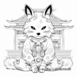 Traditionally Dressed Japanese Kitsune Fox Spirit Coloring Pages 1