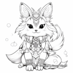 Traditionally Dressed Japanese Kitsune Fox Spirit Coloring Pages 2