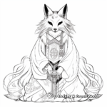 Traditionally Dressed Japanese Kitsune Fox Spirit Coloring Pages 3