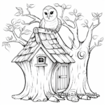 Trees and Barn Owl Coloring Pages 1