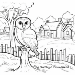 Trees and Barn Owl Coloring Pages 2