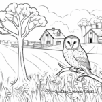 Trees and Barn Owl Coloring Pages 3