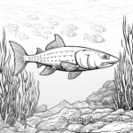 Underwater Scene with European Barracuda Coloring Pages 2