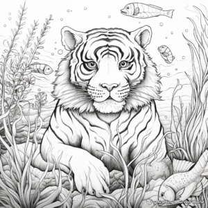 Underwater Tigers: Imaginary Scene Tiger Coloring Pages 3
