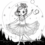 Unicorn Ballerina under the Moonlight Coloring Pages 1