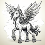 Unicorn with Dazzling Wings Coloring Pages for Kids 4