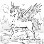 Unicorn with Wings in Magical Landscapes Coloring Sheets 4