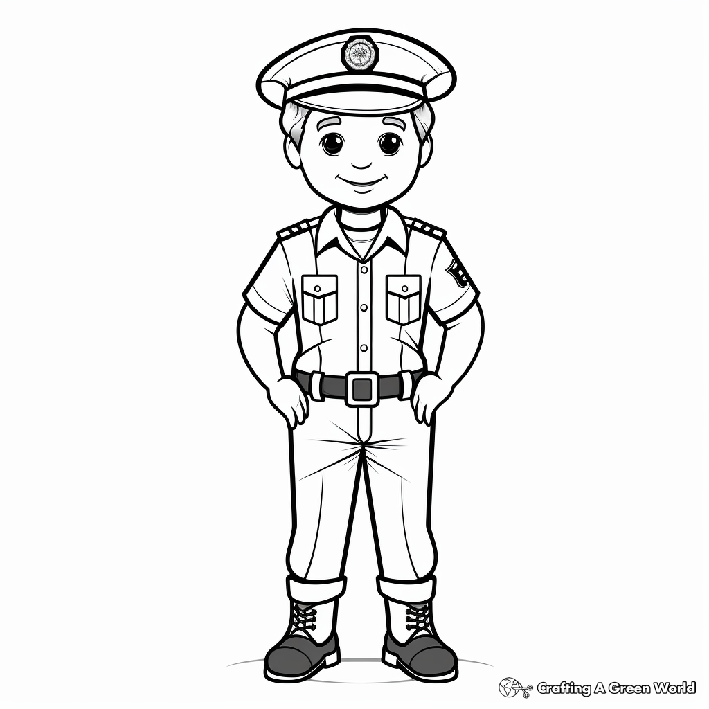 Uniformed Police Officer Labor Day Coloring Pages 1