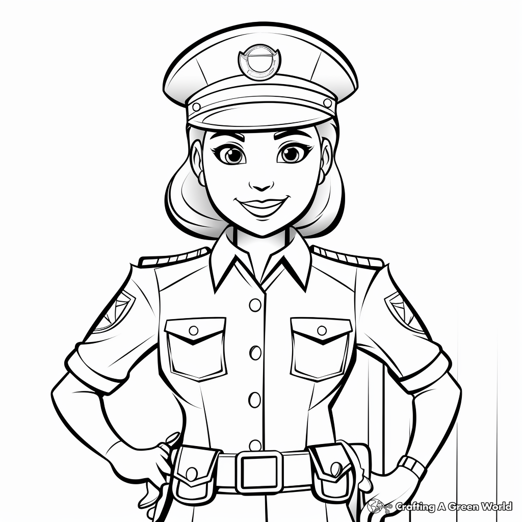 Uniformed Police Officer Labor Day Coloring Pages 2