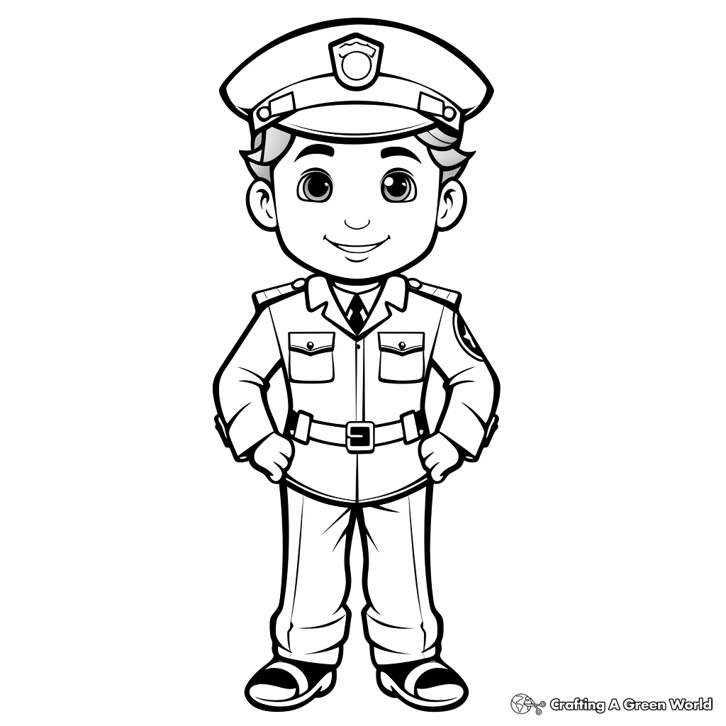 Uniformed Police Officer Labor Day Coloring Pages 3