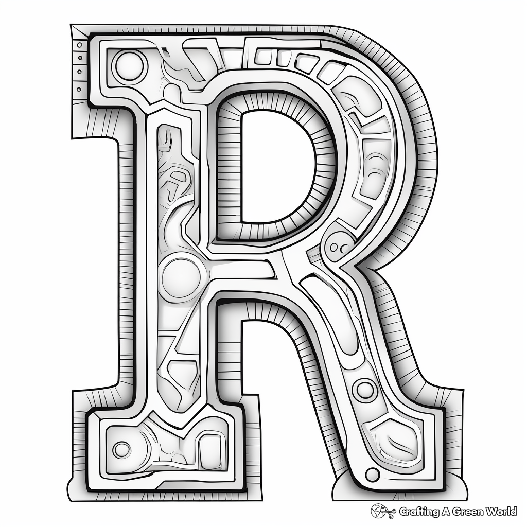 Uppercase Bold Letter R Coloring Page 1