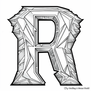 Uppercase Bold Letter R Coloring Page 2