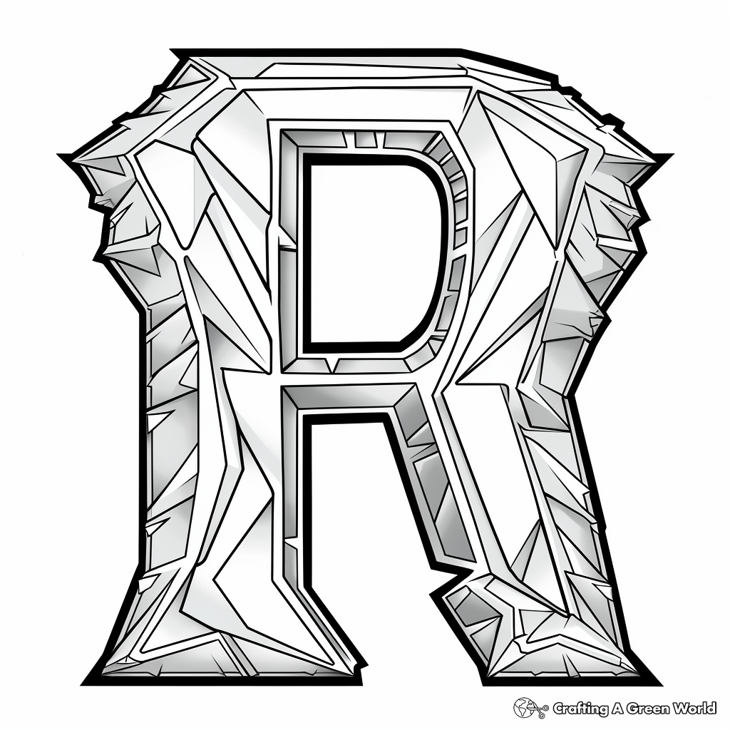Uppercase Bold Letter R Coloring Page 2