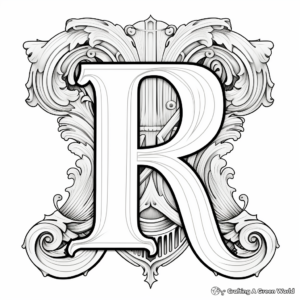 Uppercase Bold Letter R Coloring Page 3