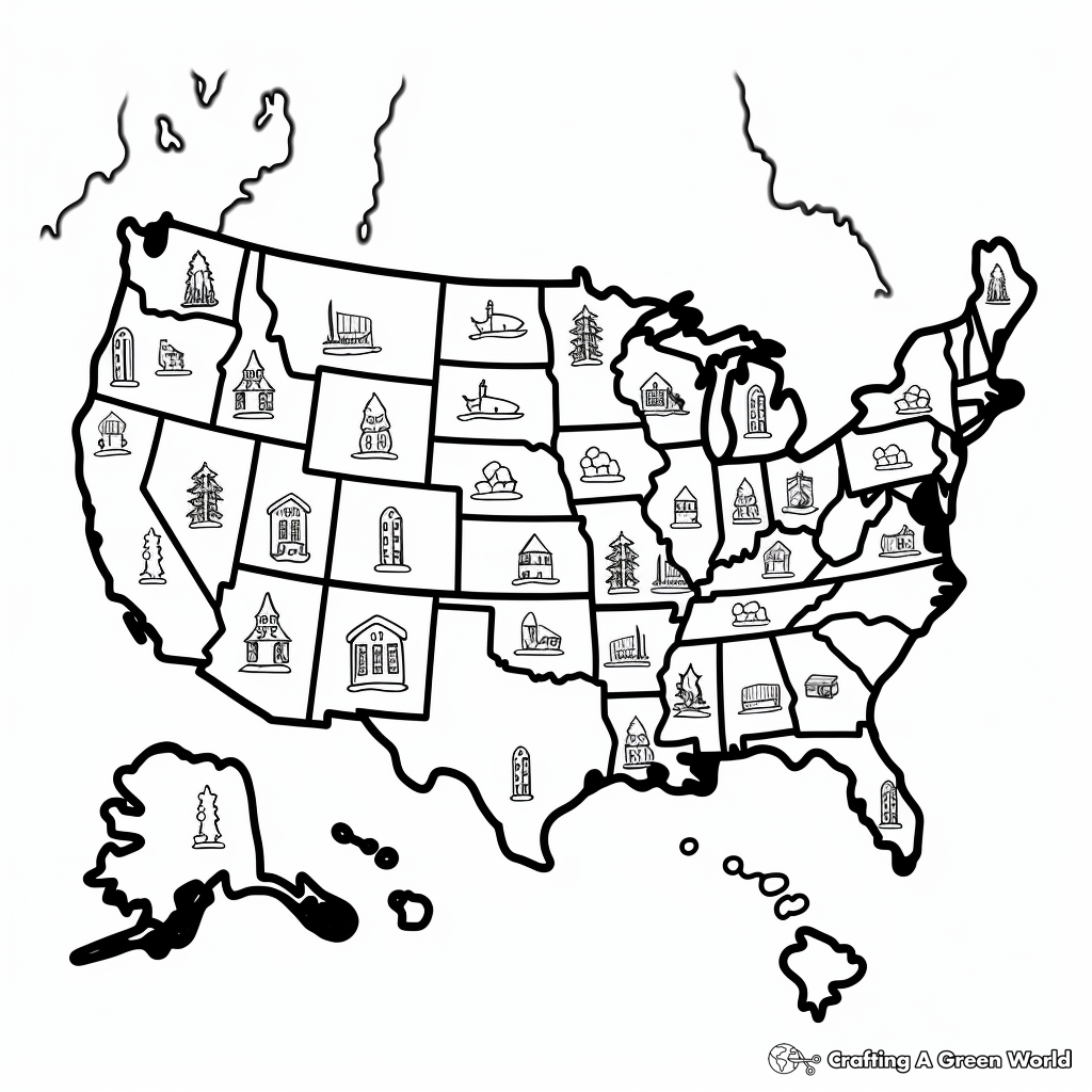 USA State Map Coloring Pages 1