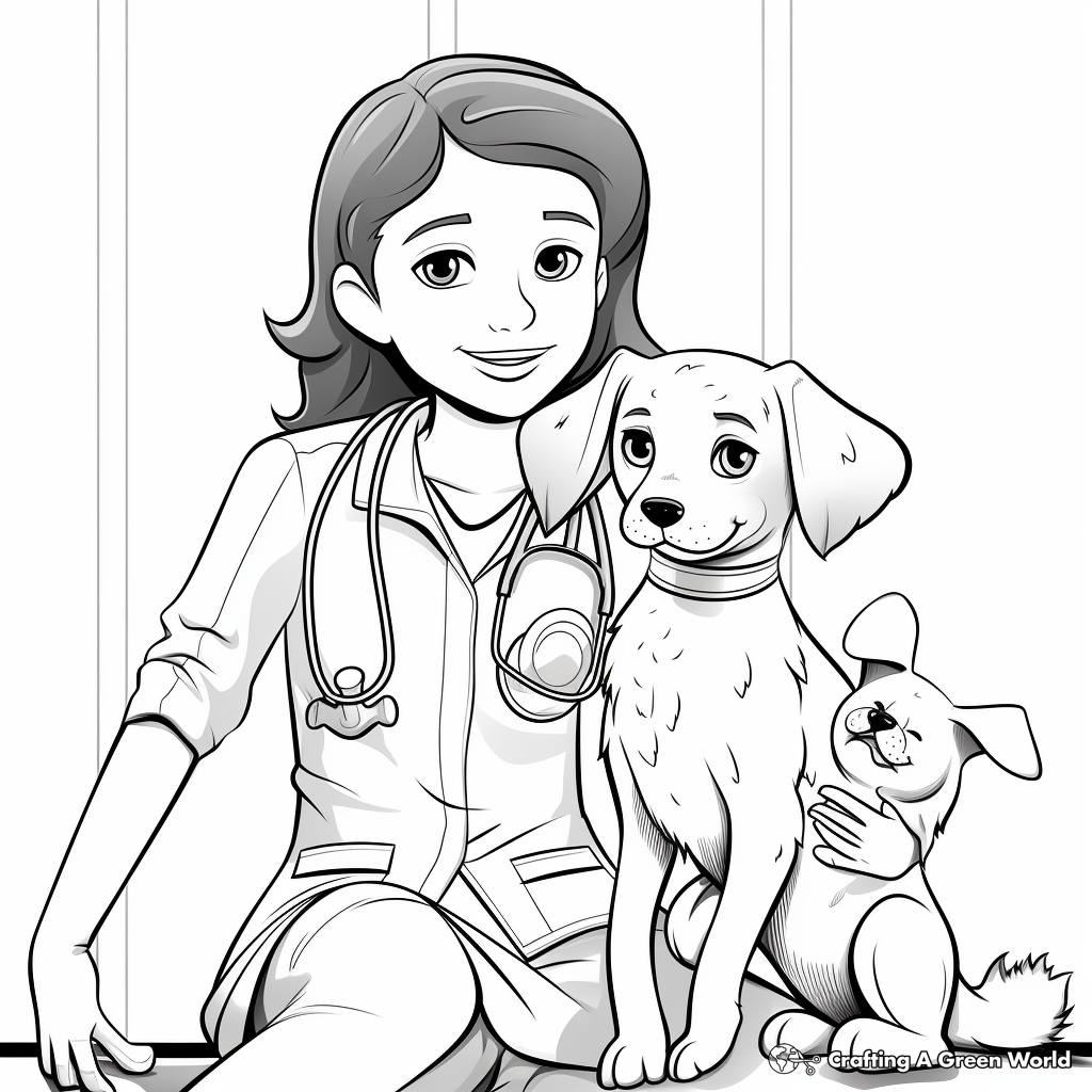 Veterinarian and Pets Labor Day Coloring Pages 1