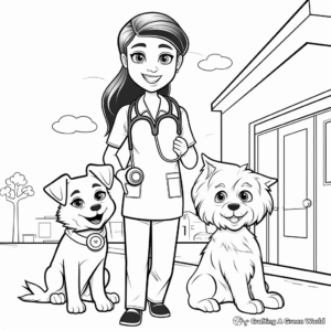 Veterinarian and Pets Labor Day Coloring Pages 3