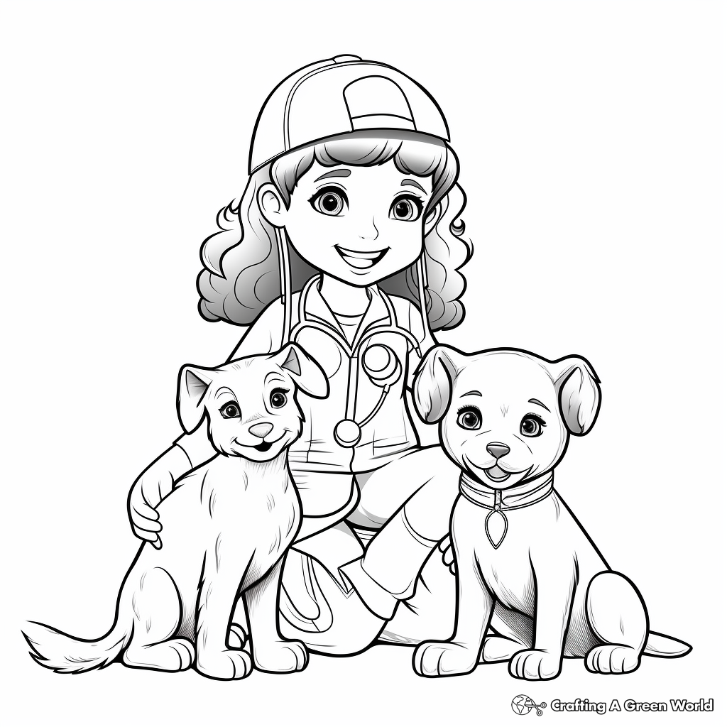 Veterinarian and Pets Labor Day Coloring Pages 4