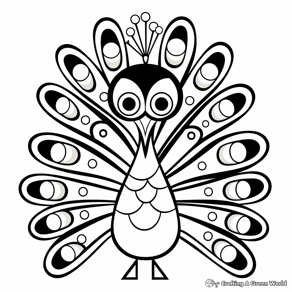Vibrant Abstract Peacock Coloring Pages 1