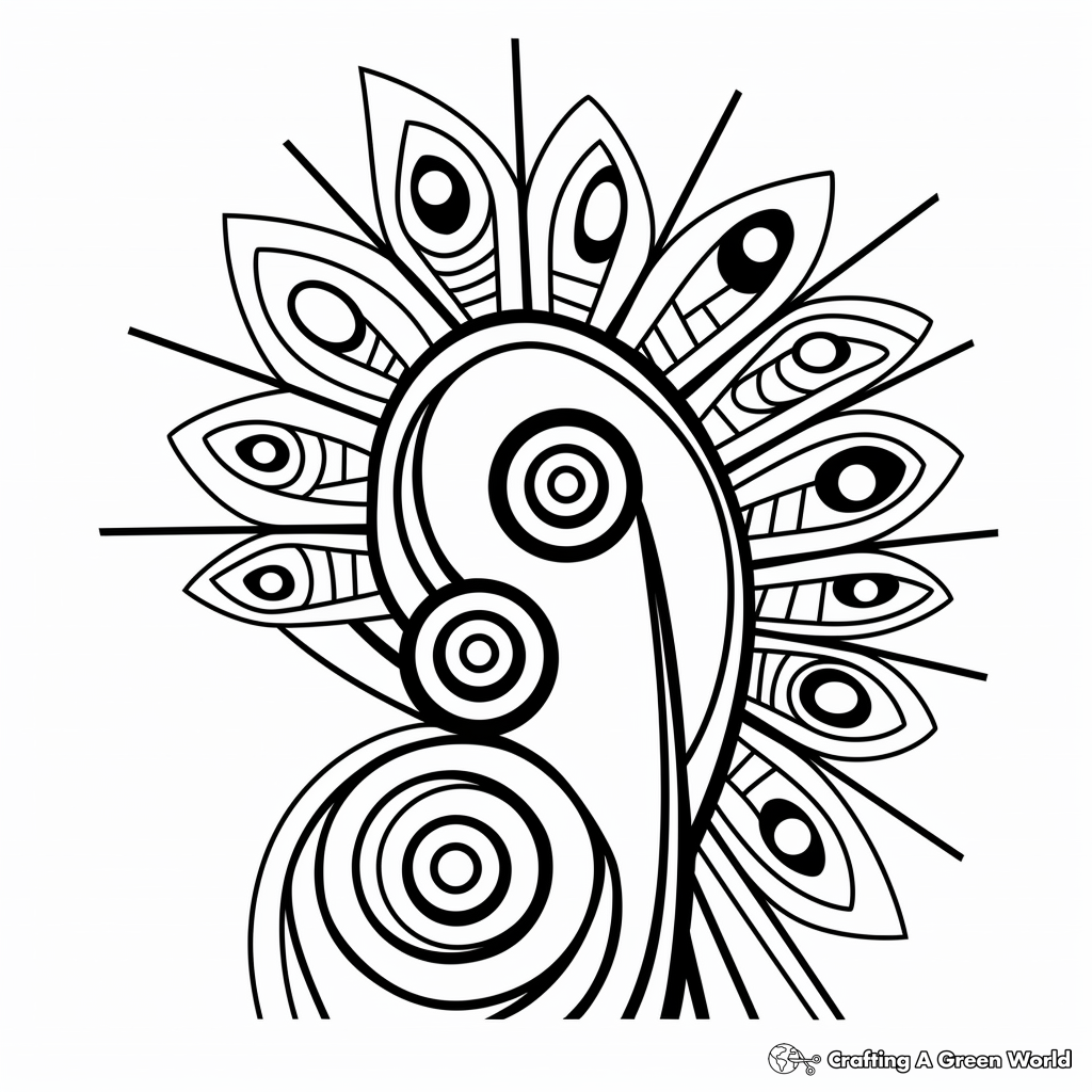 Vibrant Abstract Peacock Coloring Pages 3