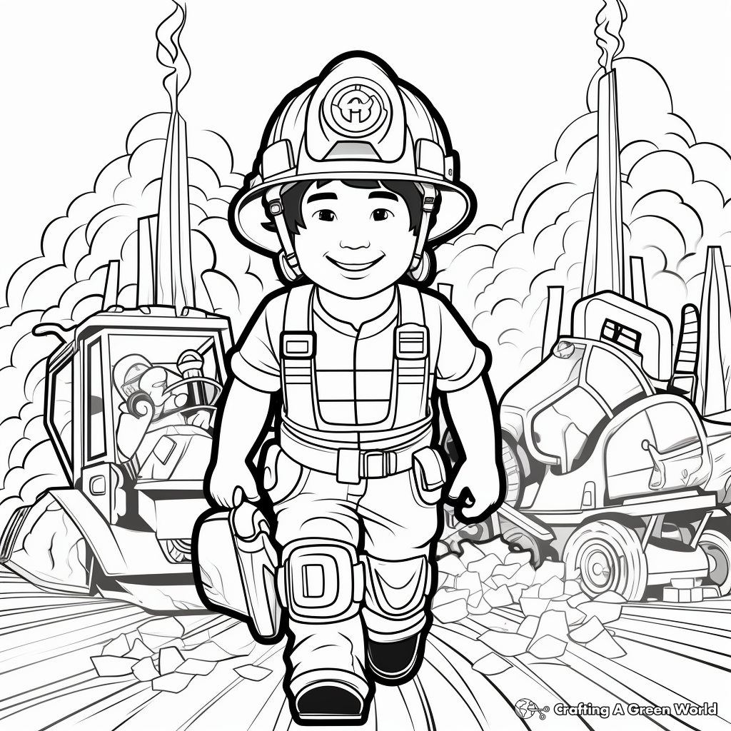 Vibrant Firefighter Labor Day Coloring Pages 3