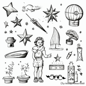 Vintage Items Clip Art Printable Coloring Pages 1