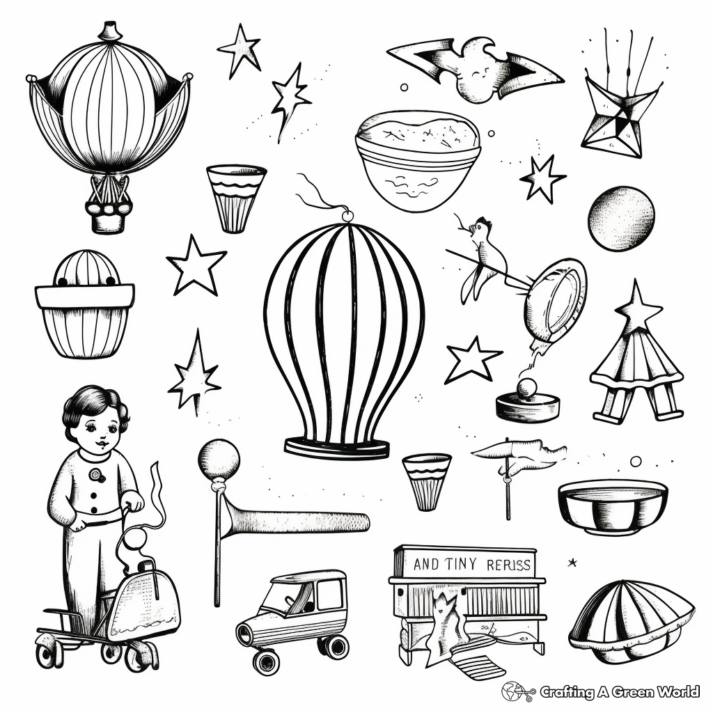 Vintage Items Clip Art Printable Coloring Pages 4