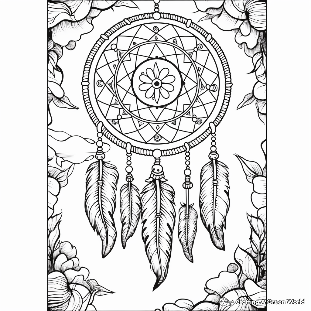 Whimsical Dreamcatcher Binder Cover Coloring Pages 1