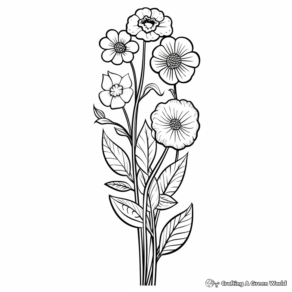 Whimsical Flowers Bookmark Coloring Pages 1