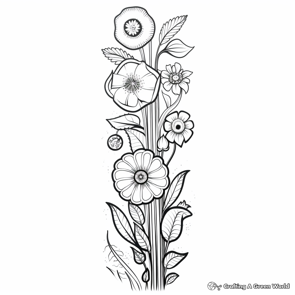Whimsical Flowers Bookmark Coloring Pages 3