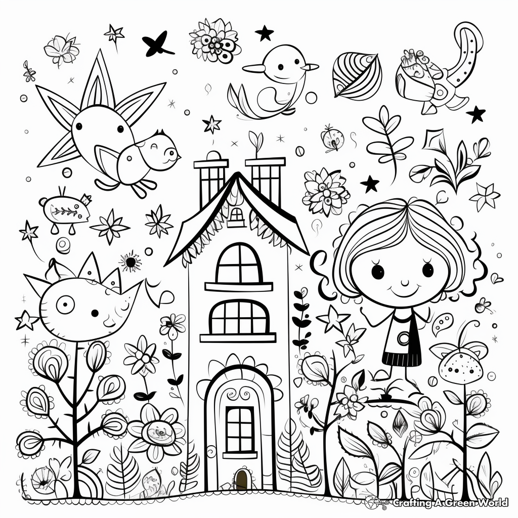 Whimsical Positivity Fairy Tale Coloring Pages 3