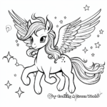Whimsical Unicorn with Celestial Wings Coloring Pages 1