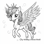 Whimsical Unicorn with Celestial Wings Coloring Pages 3